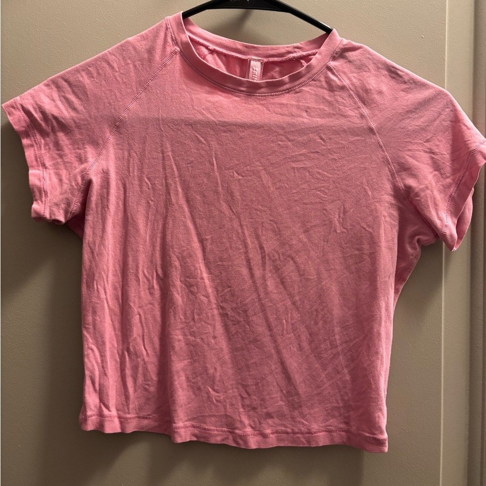 SKIMS Pink Short Sleeve Crop Tee